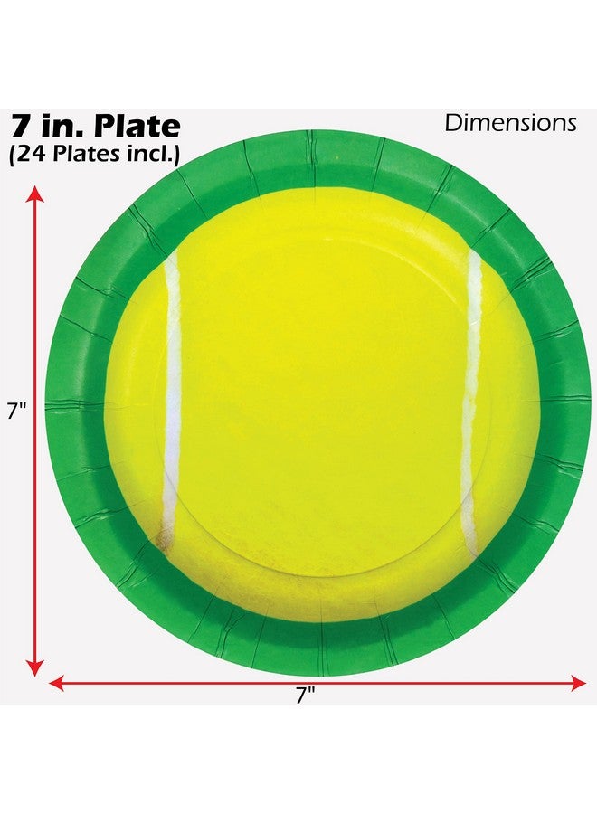 Tennis 7 Plates (24 Pack)! 24 Round Dessert Plates. Game Set Party!