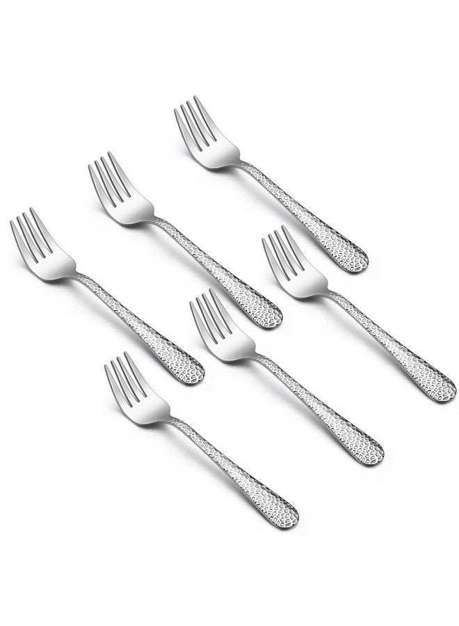 Toddler Forks Stainless Steel Toddler Utensil Silverware Baby Forks For Self Feeding At Home & Preschool Healthy & Non Toxic Mirror Polished & Hammered Handle Dishwasher Safe Set Of 6