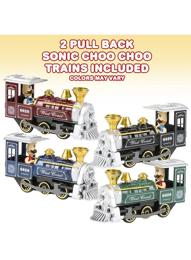Pull Back Train Toys For Kids Set Of 2 Diecast Metal Train With Sound Effects And Pullback Action Choo Choo Trains For Boys And Girls Great Birthday Idea
