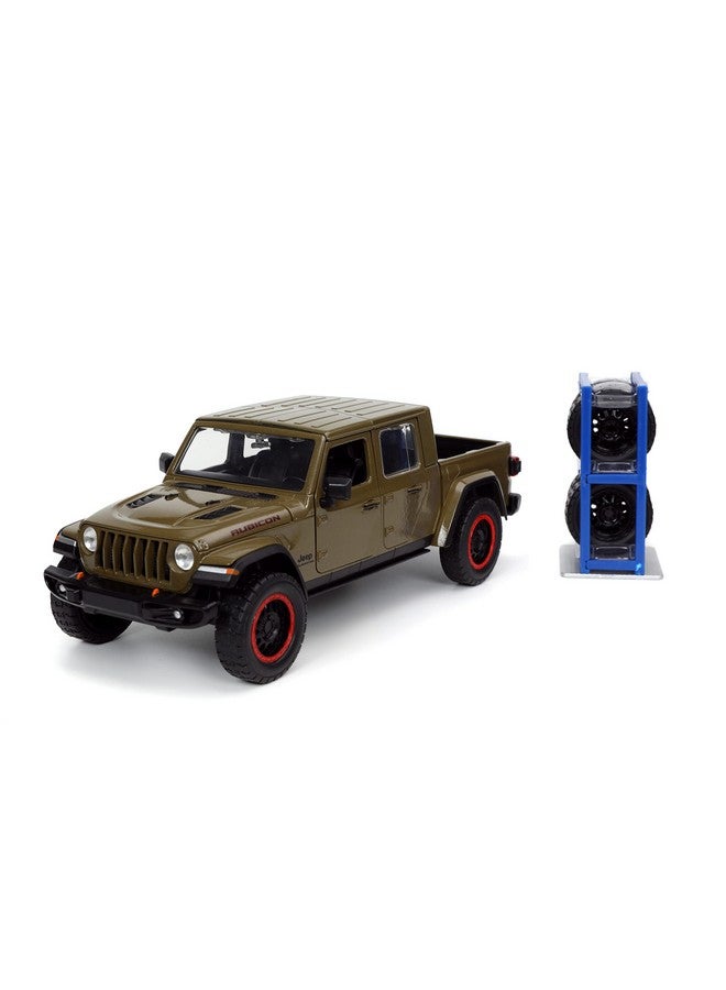 Just Trucks 1:24 2020 Jeep Gladiator Diecast Car Brown With Tire Rack Toys For Kids And Adults