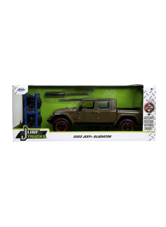 Just Trucks 1:24 2020 Jeep Gladiator Diecast Car Brown With Tire Rack Toys For Kids And Adults