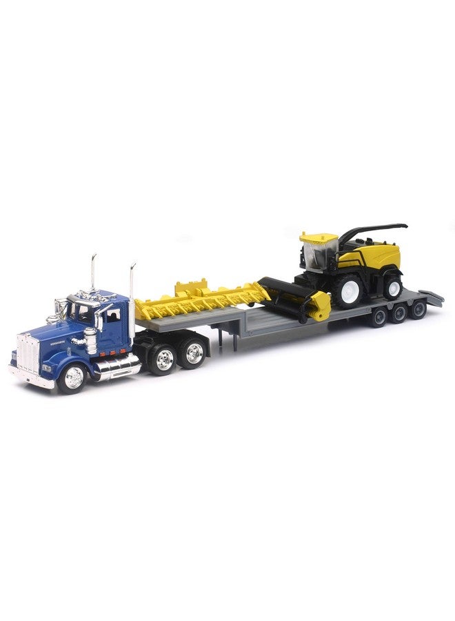 Newray Kenworth Lowboy Trailer With New Holland Self Propelled Forage Harvester With Detachable Hay And Corn Head Attacments