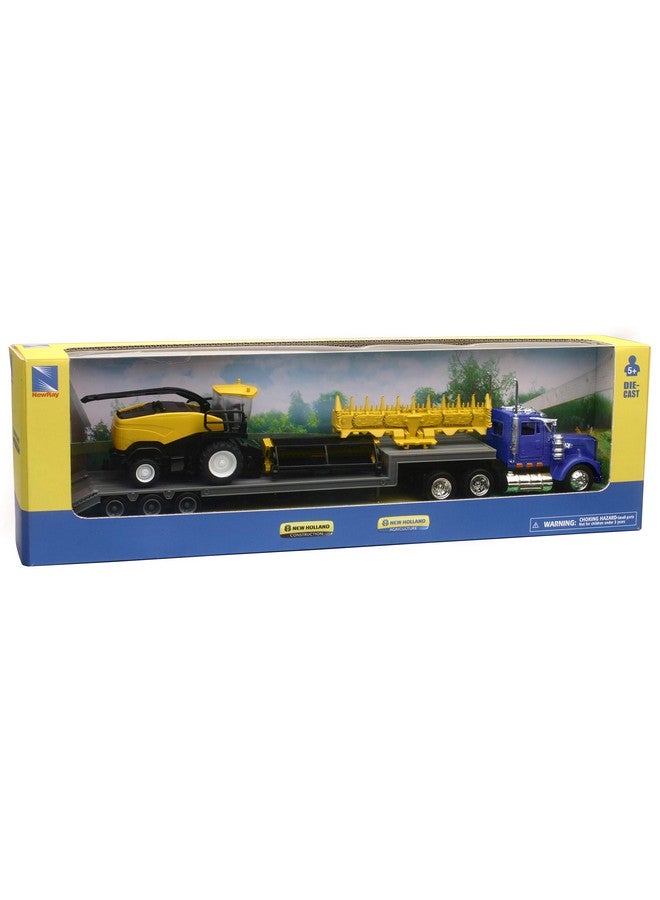 Newray Kenworth Lowboy Trailer With New Holland Self Propelled Forage Harvester With Detachable Hay And Corn Head Attacments