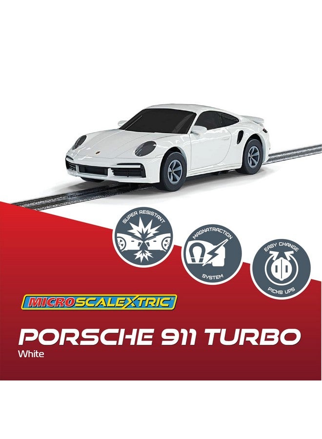 Micro Porsche 992 Turbo White 1:64 Slot Race Car G2214Light Lilac