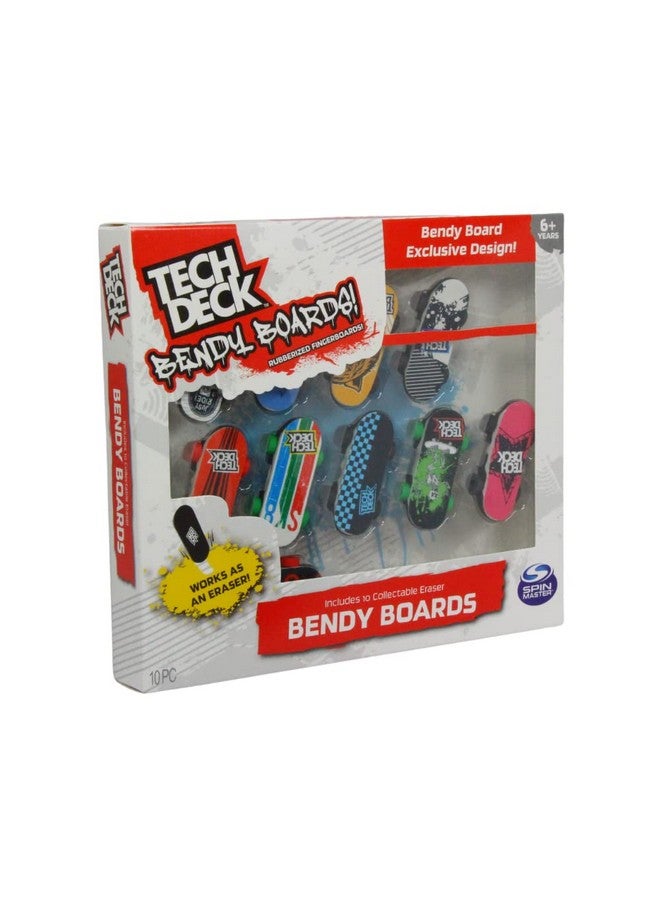 Bendy Boards 5 Piece Set Rubberized Fingerboards With Working Wheels To Use As Collectible Mini Skateboard Erasers