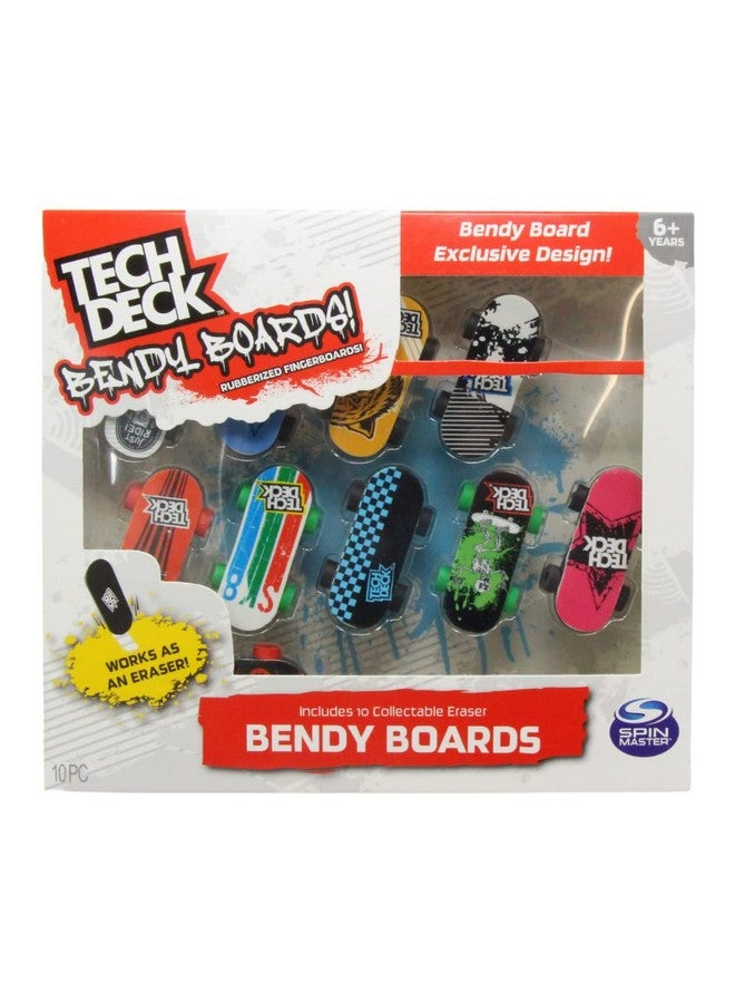 Bendy Boards 5 Piece Set Rubberized Fingerboards With Working Wheels To Use As Collectible Mini Skateboard Erasers