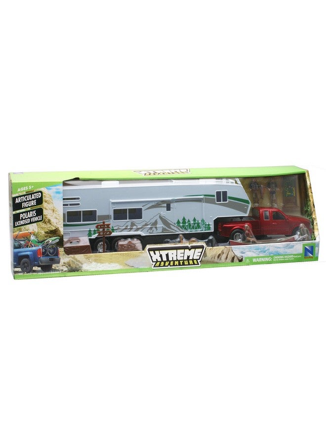 Toys Die Cast Pick Up Truck With Camper Trailer And Accessories