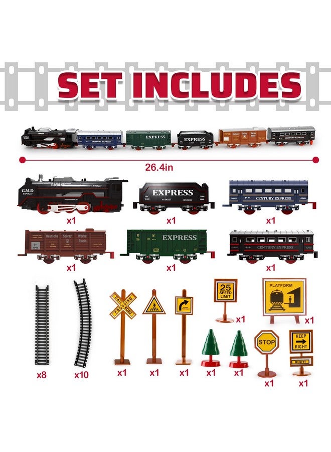 Train Set With Light For Kids Cargo Cars And Long Track For Boys & Girls Aged 312 Train Toys Railway Kits With Signposts & Trees Electric Train Race Track Playsetgreat Birthday & Xmas Gifts