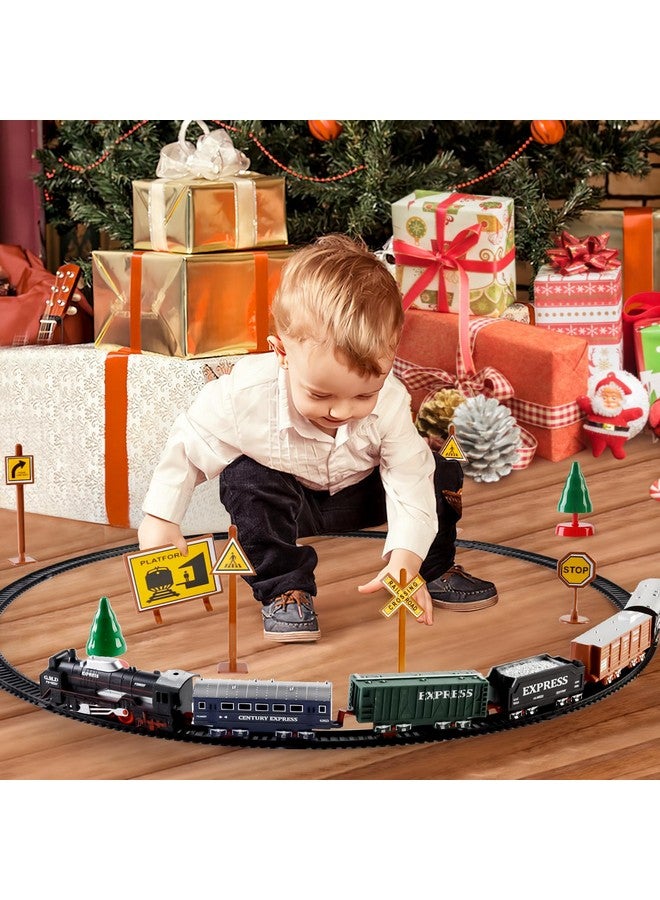 Train Set With Light For Kids Cargo Cars And Long Track For Boys & Girls Aged 312 Train Toys Railway Kits With Signposts & Trees Electric Train Race Track Playsetgreat Birthday & Xmas Gifts