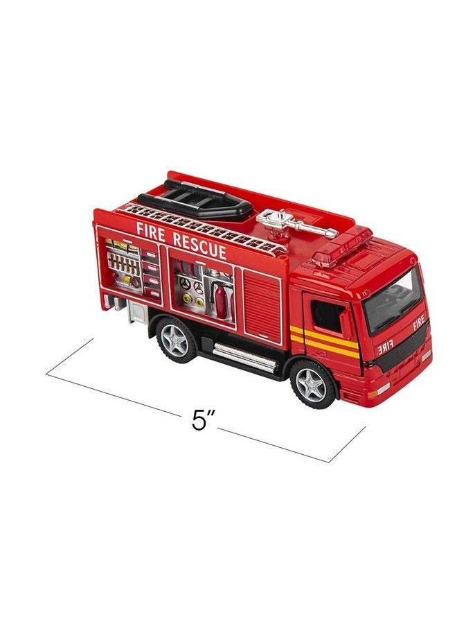 5 Inch Diecast Fire Engine Rescue Trucks Set Of 2 Diecast Toy Firetrucks With Pullback Mechanism Great Gift Idea For Boys And Girls