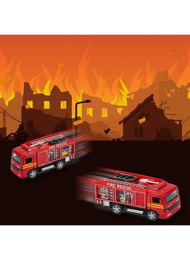 5 Inch Diecast Fire Engine Rescue Trucks Set Of 2 Diecast Toy Firetrucks With Pullback Mechanism Great Gift Idea For Boys And Girls