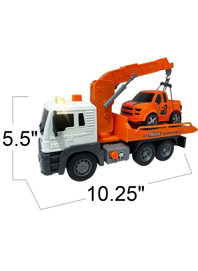 Light Up Tow Truck Toy Scale Model Tow Truck With Movable Flat Bed Lights Sound And Small Car Toy For Kids Interactive Tow Truck Toys For Boys And Girls For Ages 3 And Up
