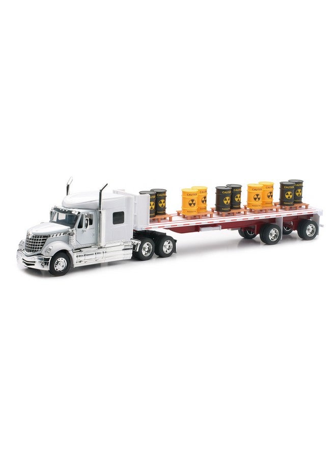 International Lonestar Flatbed With Radioactive Waste Barrels 1/32 Scale Model Toy Truck