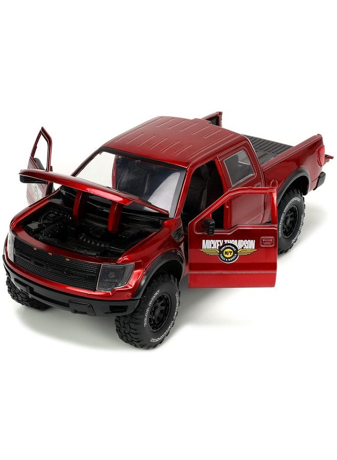 Just Trucks 1:24 2011 Ford Svt Raptor Diecast Car Red With Tire Rack Toys For Kids And Adults
