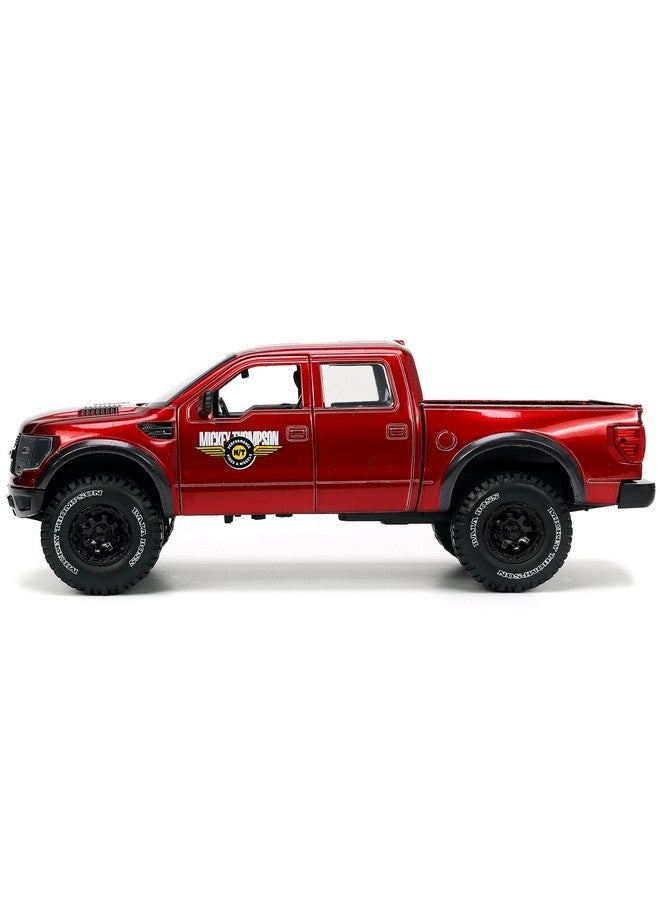Just Trucks 1:24 2011 Ford Svt Raptor Diecast Car Red With Tire Rack Toys For Kids And Adults