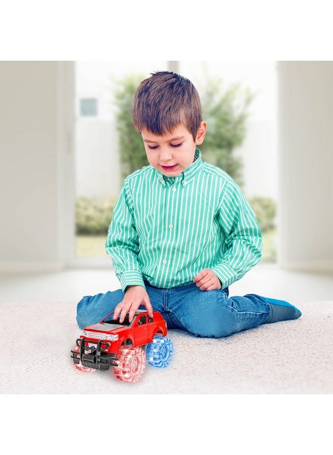 Light Up Red Monster Truck Toy 1 Piece 8 Inch Toy Monster Truck With Flashing Led Tires And Batteries Push N Go Car Toys For Kids Fun Gift For Boys & Girls Ages 3 And Up