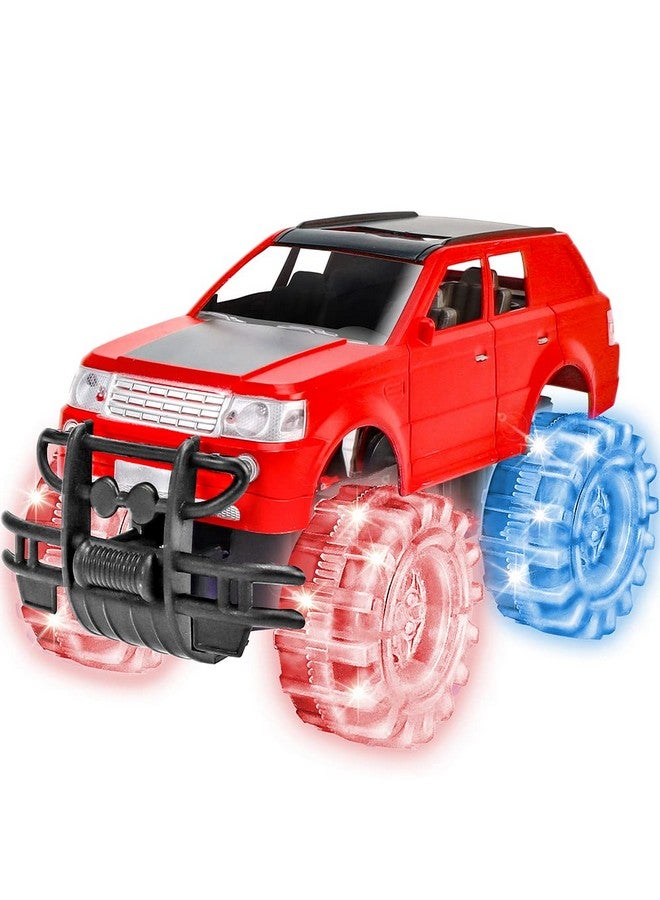 Light Up Red Monster Truck Toy 1 Piece 8 Inch Toy Monster Truck With Flashing Led Tires And Batteries Push N Go Car Toys For Kids Fun Gift For Boys & Girls Ages 3 And Up