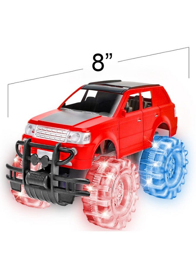Light Up Red Monster Truck Toy 1 Piece 8 Inch Toy Monster Truck With Flashing Led Tires And Batteries Push N Go Car Toys For Kids Fun Gift For Boys & Girls Ages 3 And Up