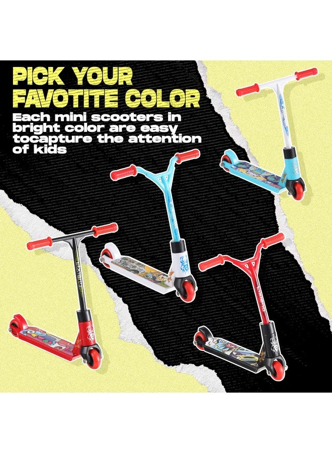 10 Pcs Finger Scooter Mini Two Wheel Finger Toys Tiny Fingerboard Scooters Multi Colored Finger Scooter For Party Favors Children Toys Finger Training With Removable Wheels(Simple Colorscool Style)