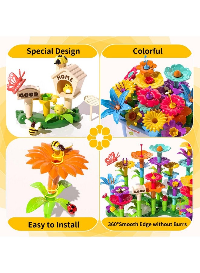 138 Pcs Educational Stem Toy And Preschool Garden Play Set For Kids Age 37 Flower Stacking Toys For Boys And Girls