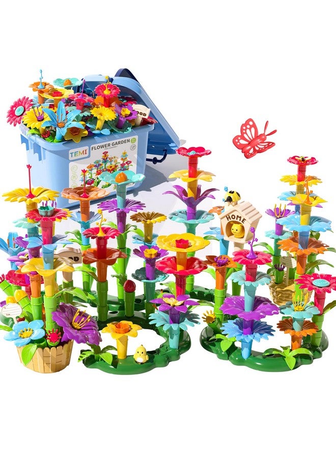 138 Pcs Educational Stem Toy And Preschool Garden Play Set For Kids Age 37 Flower Stacking Toys For Boys And Girls