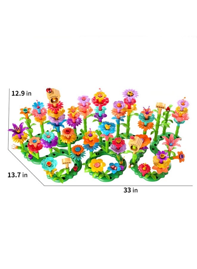 138 Pcs Educational Stem Toy And Preschool Garden Play Set For Kids Age 37 Flower Stacking Toys For Boys And Girls