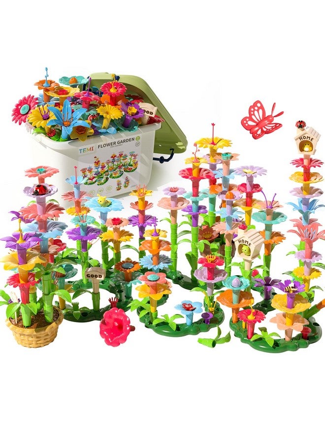 224 Pcs Flower Garden Building Toys For Girls Toys Educational Stem Toy And Preschool Garden Play Set For Toddlers 3 4 5 6 7 Year Old Kids Boys Girls Flower Stacking Toys For Kids Age 36