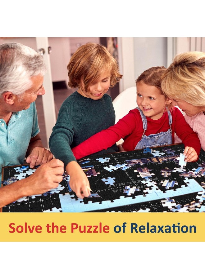Jigsaw Puzzle Mat Roll Up Fits 2000 1500 1000 Pieces Puzzles Large Pad Portable Table Nonslip Board Saver Mats With 2 Sorting Trays Inflatable Tube 3 Straps Keeper Storage Bag Adults Kids Gifts