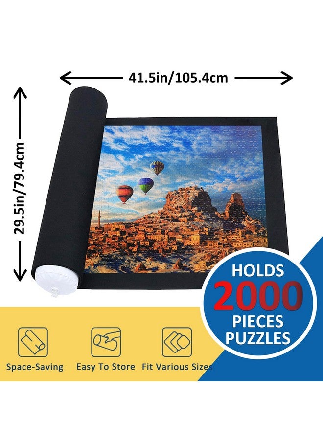Jigsaw Puzzle Mat Roll Up Fits 2000 1500 1000 Pieces Puzzles Large Pad Portable Table Nonslip Board Saver Mats With 2 Sorting Trays Inflatable Tube 3 Straps Keeper Storage Bag Adults Kids Gifts