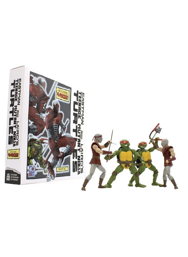 Teenage Mutant Ninja Turtles Bst Axn Foot Soldiers And Michelangelo + Leonardo Comic Inspired Combo 4Pack Diamond Px 40Th Anniversary Exclusive (Batmntmrg4Pk02)