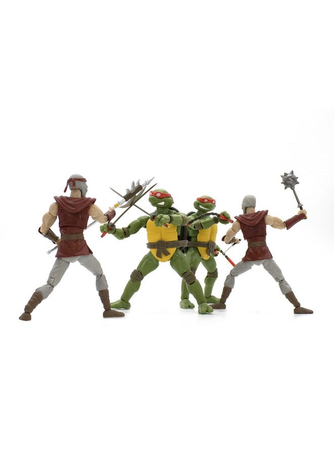 Teenage Mutant Ninja Turtles Bst Axn Foot Soldiers And Michelangelo + Leonardo Comic Inspired Combo 4Pack Diamond Px 40Th Anniversary Exclusive (Batmntmrg4Pk02)