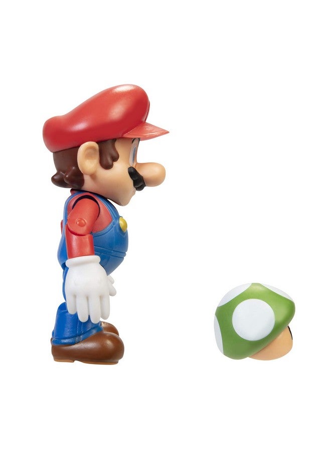 Action Figure 4 Inch Mario Collectible Toy With 1 Up Mushroom Accessory