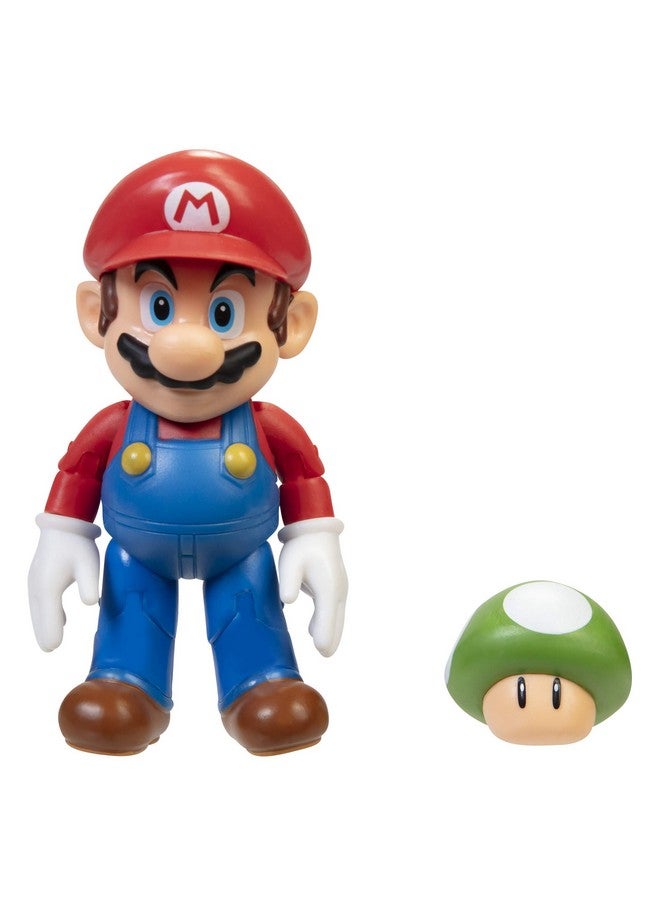 Action Figure 4 Inch Mario Collectible Toy With 1 Up Mushroom Accessory