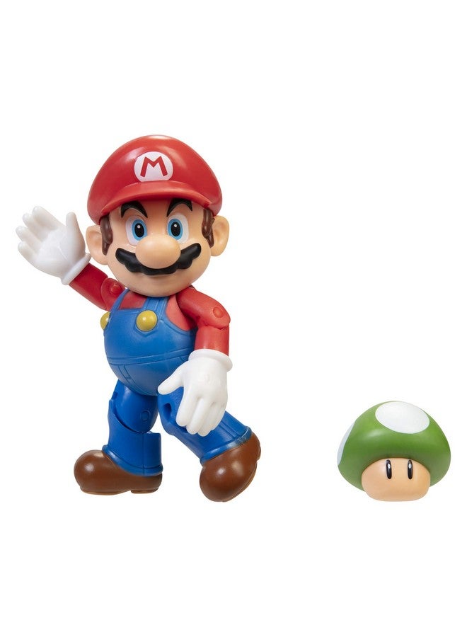 Action Figure 4 Inch Mario Collectible Toy With 1 Up Mushroom Accessory