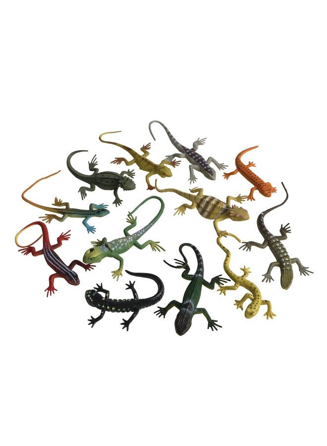 Plastic Lizard Toys Artificial Model Reptile Realistic Rubber Lizard Animal Figures For Halloween Party Decoration Practical Joke And Educational Toys 12Pcs