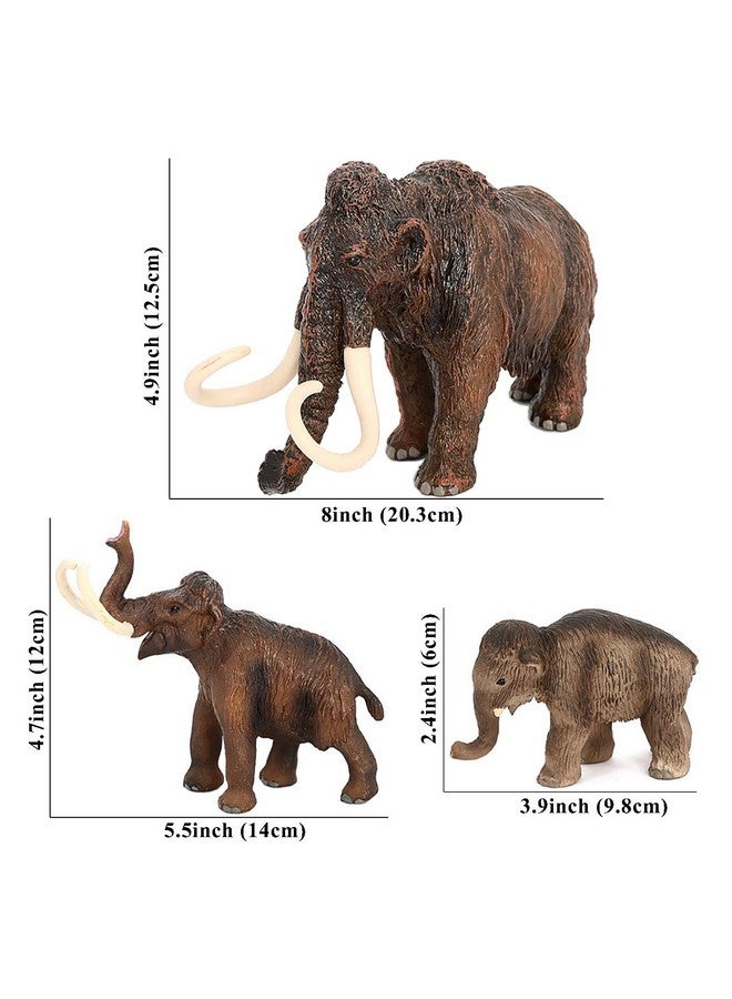 3Pcs Figurines Mammoth Family Toysrealistic Ancient Elephant Figurines Model Cake Toppers Playset Eduactional Toys Party Playset Toys Ideal Gift