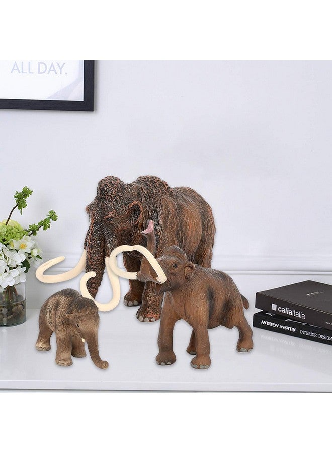 3Pcs Figurines Mammoth Family Toysrealistic Ancient Elephant Figurines Model Cake Toppers Playset Eduactional Toys Party Playset Toys Ideal Gift