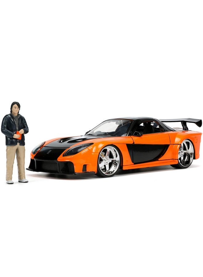 Fast & Furious 1:24 1995 Mazda Rx7 Widebody Diecast Car W/Han'S 2.75 Diecast Figure Toys For Kids And Adults