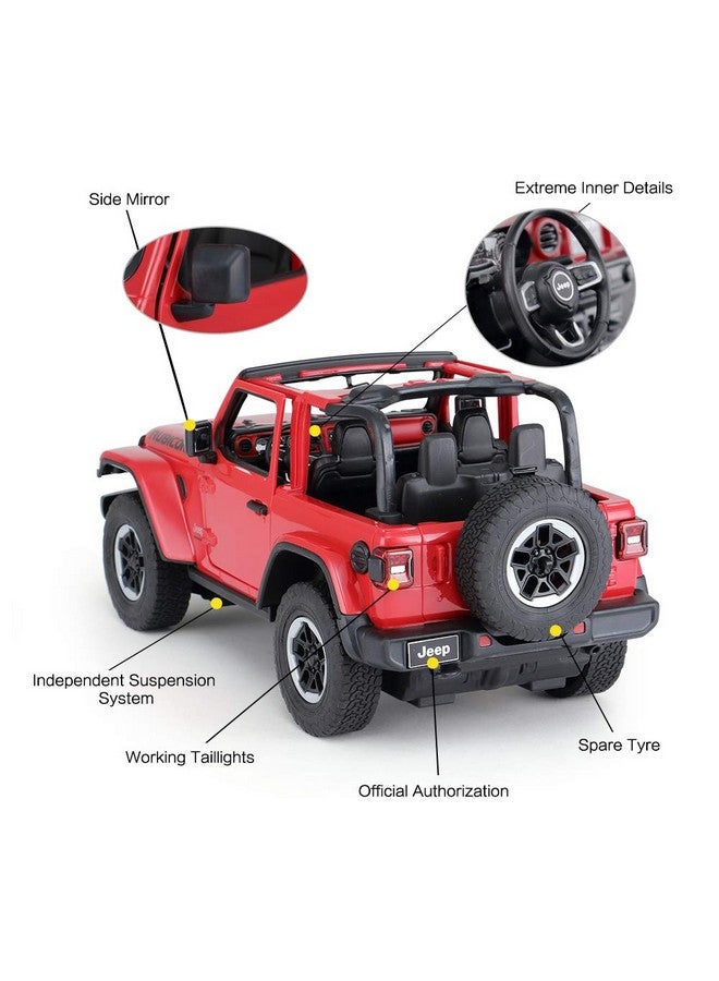 Offroad Remote Control Car 1:14 Jeep Wrangler Jl Rc Offroad Racing Vehicle Toy Car For Kids Adults Spring Suspension/Door Open 2.4Ghz Red