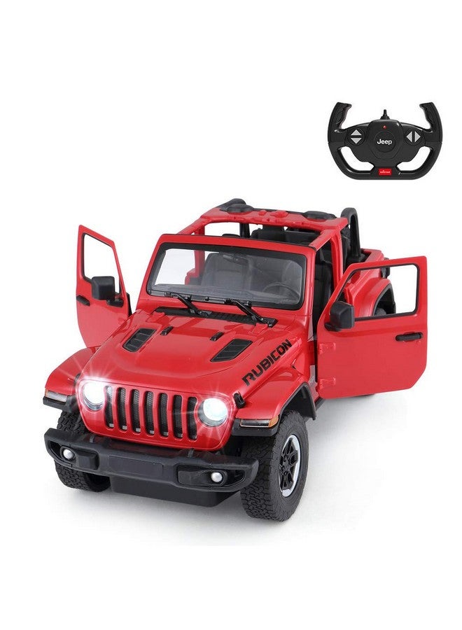 Offroad Remote Control Car 1:14 Jeep Wrangler Jl Rc Offroad Racing Vehicle Toy Car For Kids Adults Spring Suspension/Door Open 2.4Ghz Red