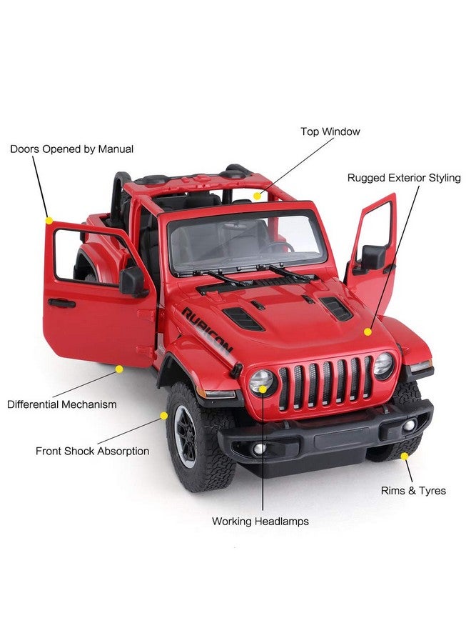 Offroad Remote Control Car 1:14 Jeep Wrangler Jl Rc Offroad Racing Vehicle Toy Car For Kids Adults Spring Suspension/Door Open 2.4Ghz Red
