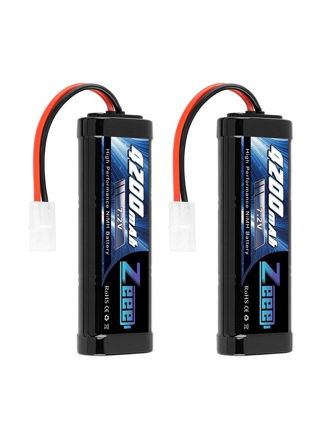 7.2V 4200Mah Nimh Battery With Tamiya Connector High Power For Rc Car Truck Associated Hpi Losi Kyosho Tamiya Hobby(2 Pack)