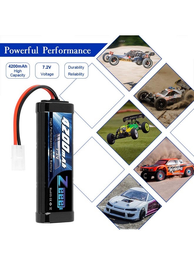 7.2V 4200Mah Nimh Battery With Tamiya Connector High Power For Rc Car Truck Associated Hpi Losi Kyosho Tamiya Hobby(2 Pack)