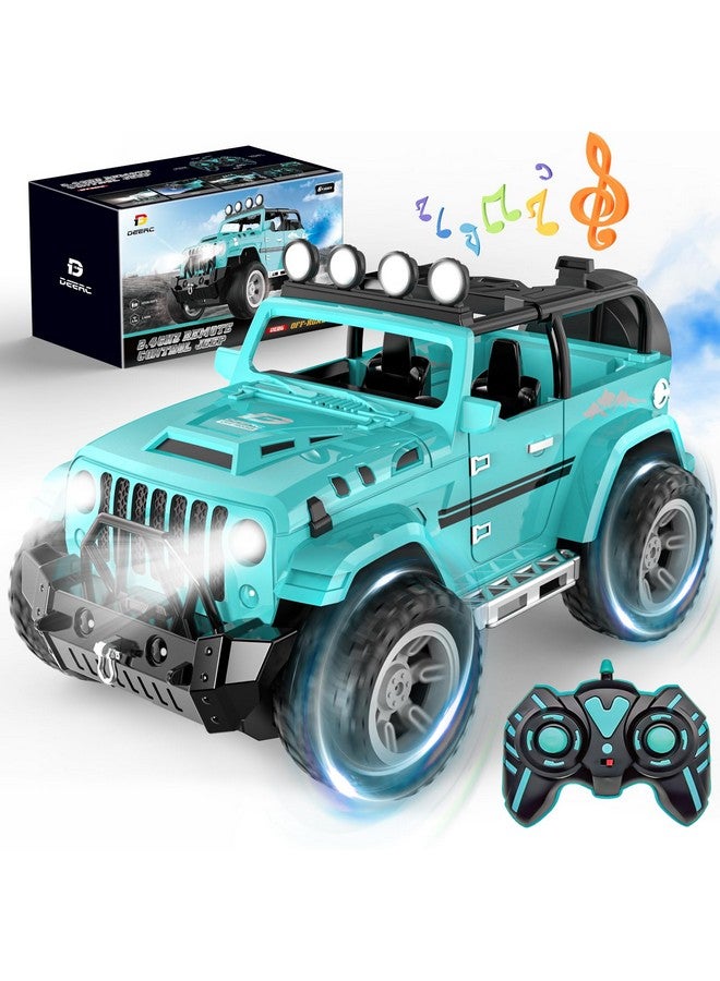 Remote Control Car With Fog Mist & Music 1:16 Remote Control Truck For Boys 2.4Ghz Rc Car Toy With 2 Batteries All Terrain Suv Gifts Crawler With Trailer Hitch