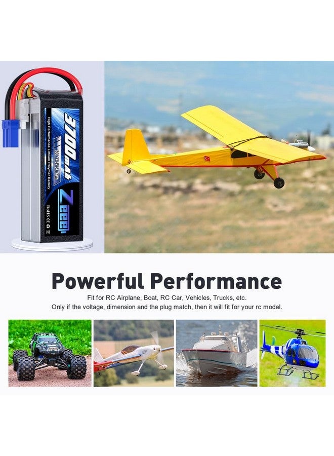 4S Lipo Battery 3700Mah 60C 14.8V Soft Case Battery With Ec5 Plug For Rc Airplane Helicopter Rc Boat Uav Drone Fpv Rc Car Truck Boat(2 Packs)