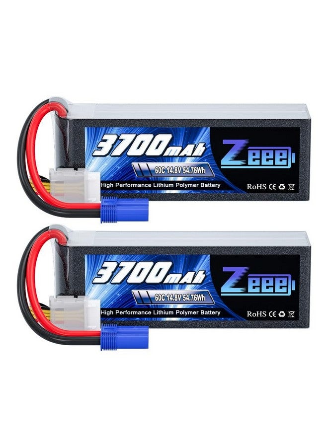 4S Lipo Battery 3700Mah 60C 14.8V Soft Case Battery With Ec5 Plug For Rc Airplane Helicopter Rc Boat Uav Drone Fpv Rc Car Truck Boat(2 Packs)