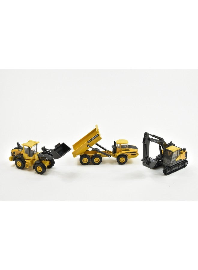 Newray Volvo Window Box 32095 Construction Equipment Set Of 3 Yellow