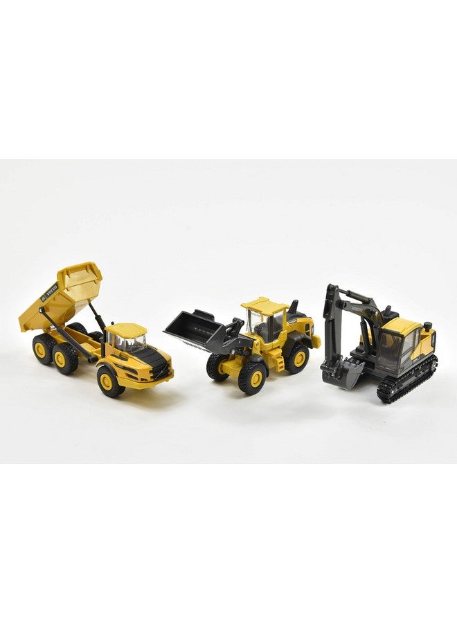 Newray Volvo Window Box 32095 Construction Equipment Set Of 3 Yellow