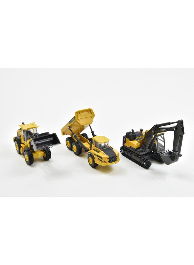 Newray Volvo Window Box 32095 Construction Equipment Set Of 3 Yellow