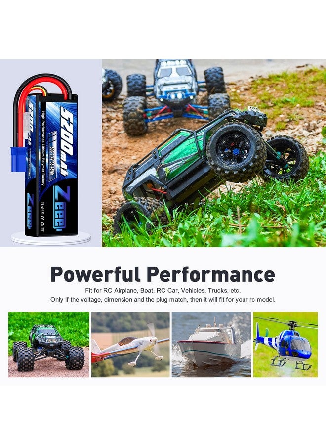 2S 5200Mah 7.4V 50C Lipo Battery Hard Case Lipos With Ec5 Plug For 1/8 1/10 Rc Vehicles Car Slash Rc Buggy Truggy Rc Hobby(2 Pack)